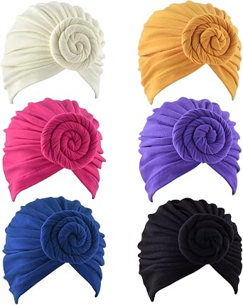 Women Turban Hats for Girls Headband Twist Knot Pre-Tied Cotton India Bonnet Beanie Cap Head Wrap