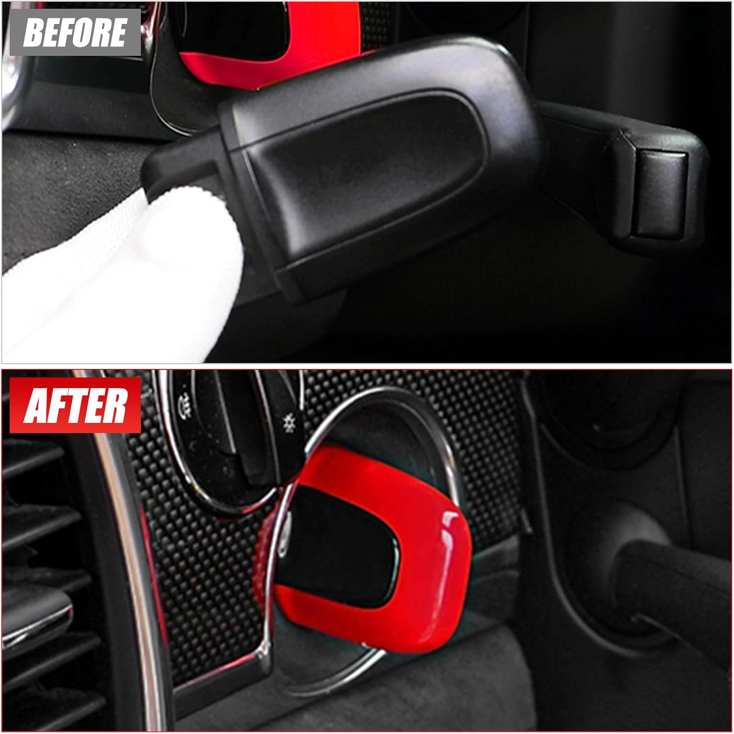 Car Engine Start Stop Button Cover Compatible with Porsche Cayenne 2011-2017,for Panamera 2010-2016,for Macan 2014-2019,for 911 2013-2018,for Cayman 2013-2016,for 718 2016-2019 Carmine Accessories