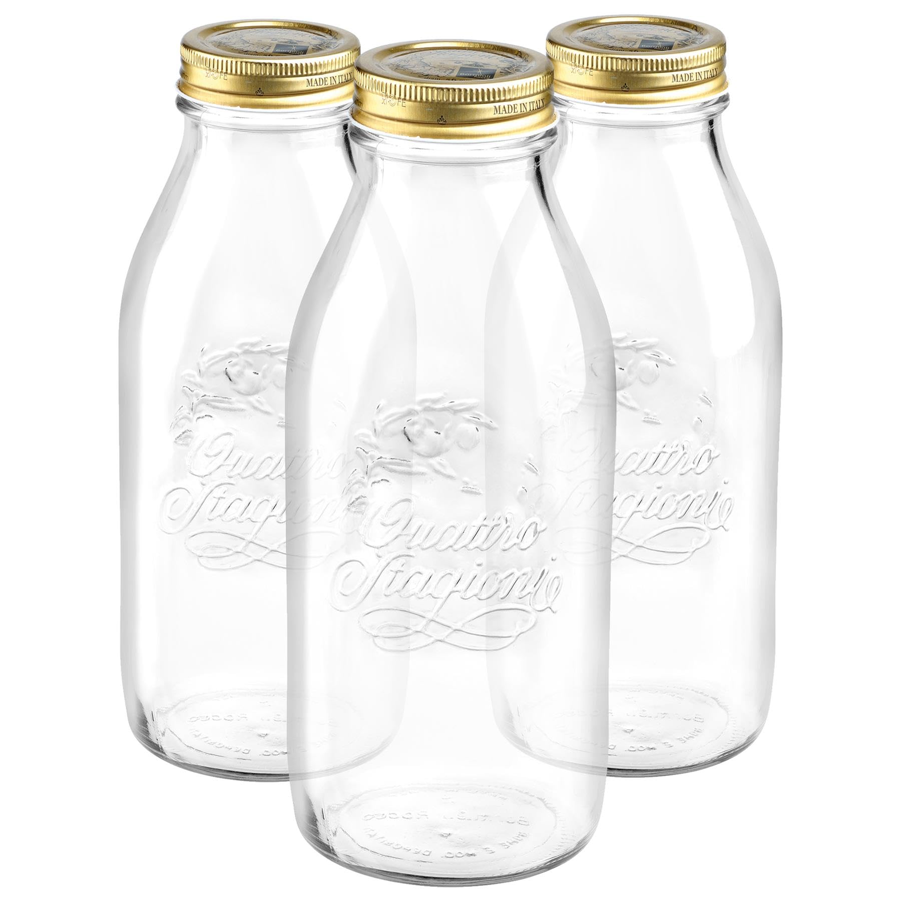 B&Q -  Quattro Stagioni Glass Bottles With Screw Top Lid1LPack Of 3
