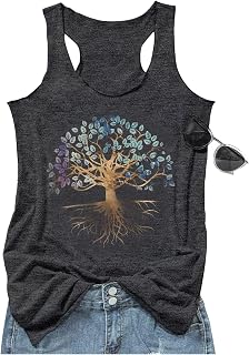 Womens Mandala Vintage Graphic Racerback Tank Tops Summer Casual Loose O-Neck Tanks Vest Vacation Classic-Fit Shirt Cami