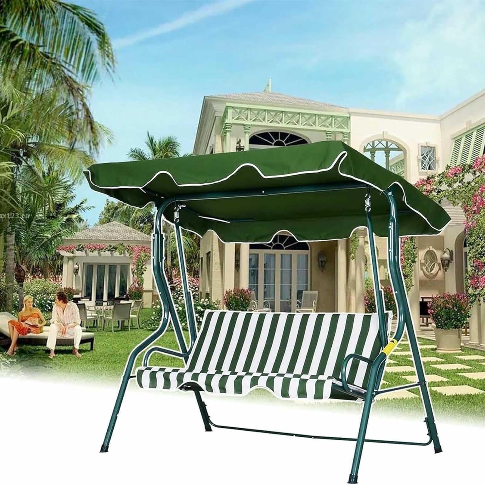 Wodoodporny, odporny na promieniowanie UV pokrowiec na 2-3-osobową huśtawkę na patio, huśtawkę, pokrowiec na hamak ogrodowy, zielony, 190 x 120 x 15 cm, ochrona przed warunkami atmosferycznymi