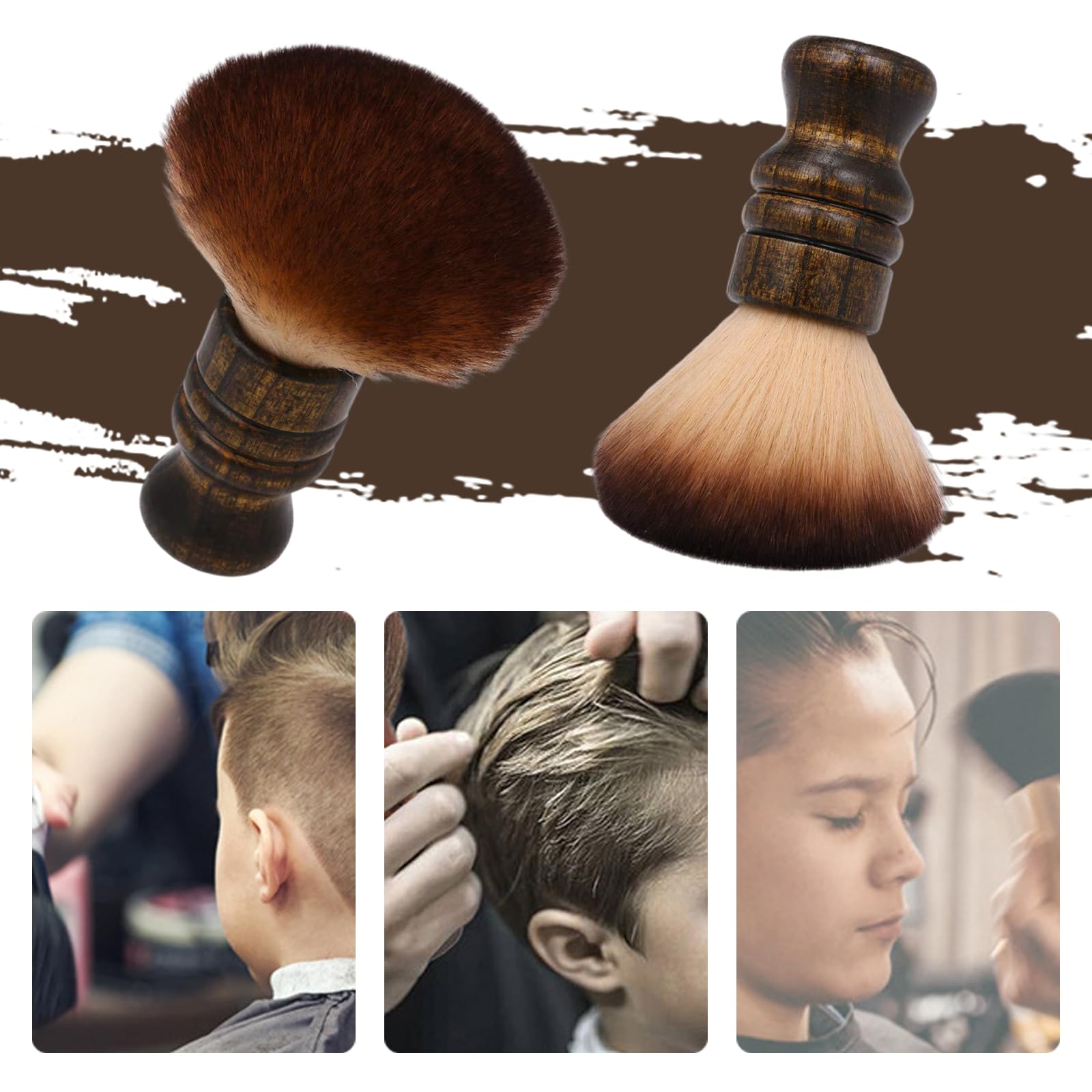 WhaleO Pennello da Barba Spazzola Barbiere per Salone,Pennello Professionale per Talco, Barbiere Collo Spazzola Spazzola Barba per Barber Shop,Spazzola Professionale per Parrucchieri/Barbiere in Legno