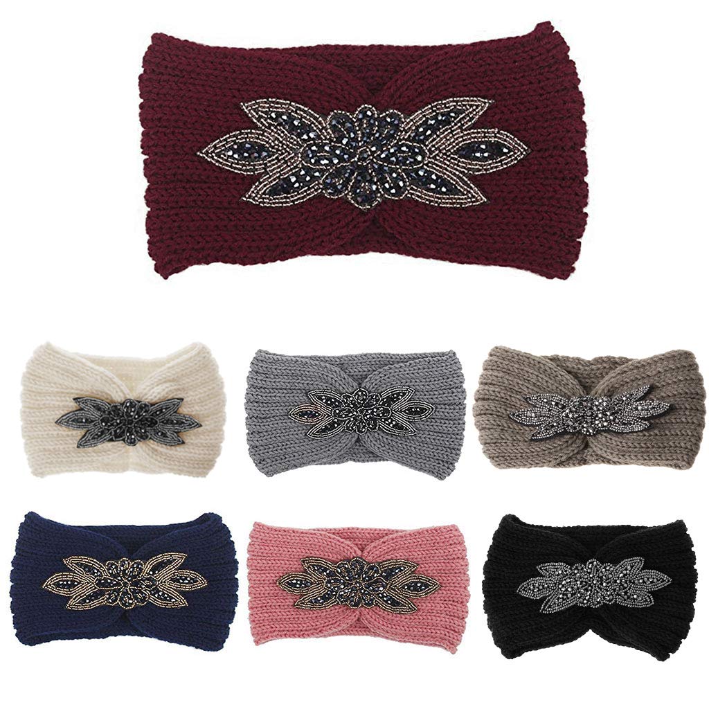 Amazon.com : JKPOWER Women Sequin Knitted Hairband Flower  display picture 1