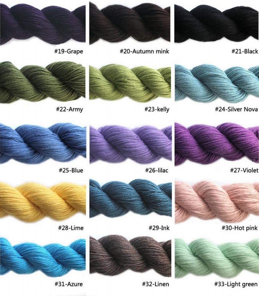 5 Skeins Lotus Yarns Mimi Mink Yarn Plus Light Fingering Weight Hand Knitting Yarn (21-Black)
