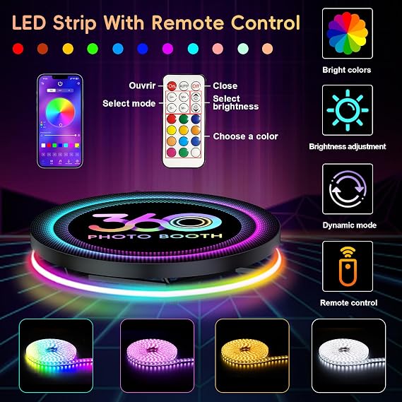 360 Photo Booth Machine with APP Control & RGB Lights, 31.5