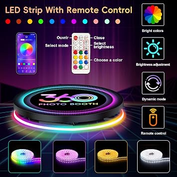 360 Photo Booth Machine with APP Control & RGB Lights, 31.5