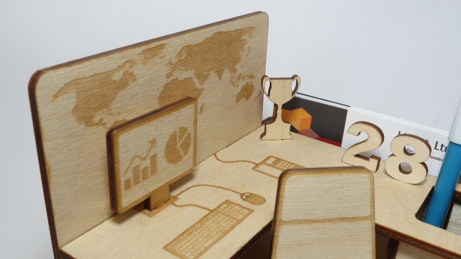 StonKraft Wooden 3D Puzzle - Office Cubicle - Desk Organizer, Pen Stand - Easy to Assemble - Ideal DIY for School Project