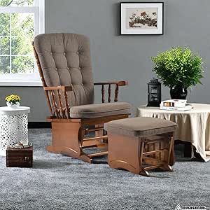 Amazon.com: akucvor Solid Wood Anti-Pinching Glider Chair for Nursery ...