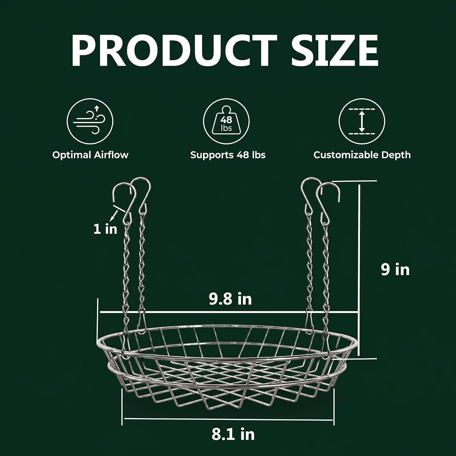 Adjustable Planter Inserts with Chains and S Hooks for 12-18" Pots image 4