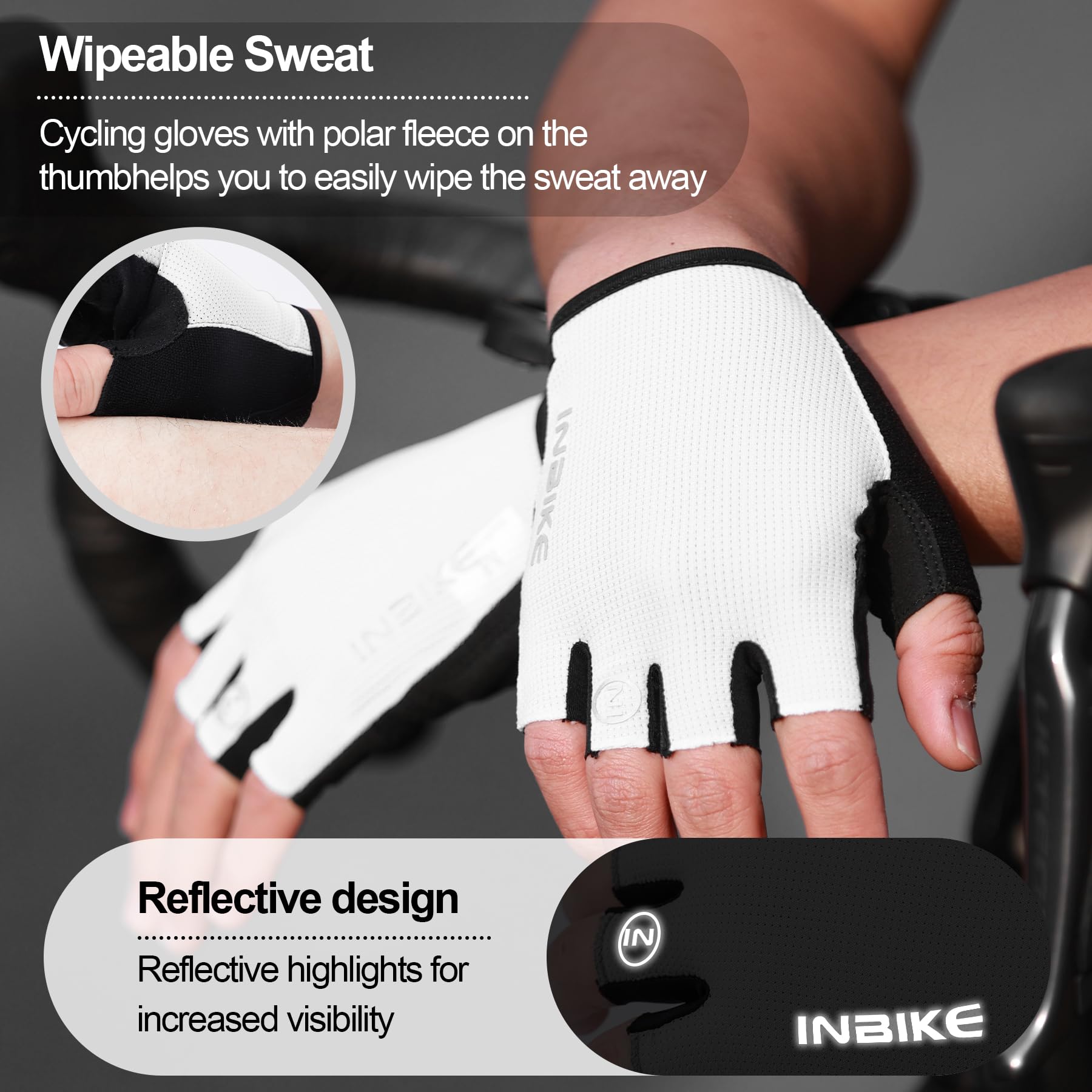 INBIKE Guantes Ciclismo Medio Dedo Verano MTB Transpirable 3mm Acolchado Hombre Mujer