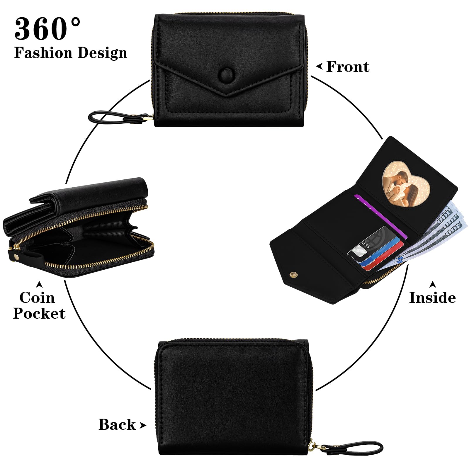 Snapklik.com : BIAOTIE Womens Wallet Compact Bifold Pocket Wallet RFID ...