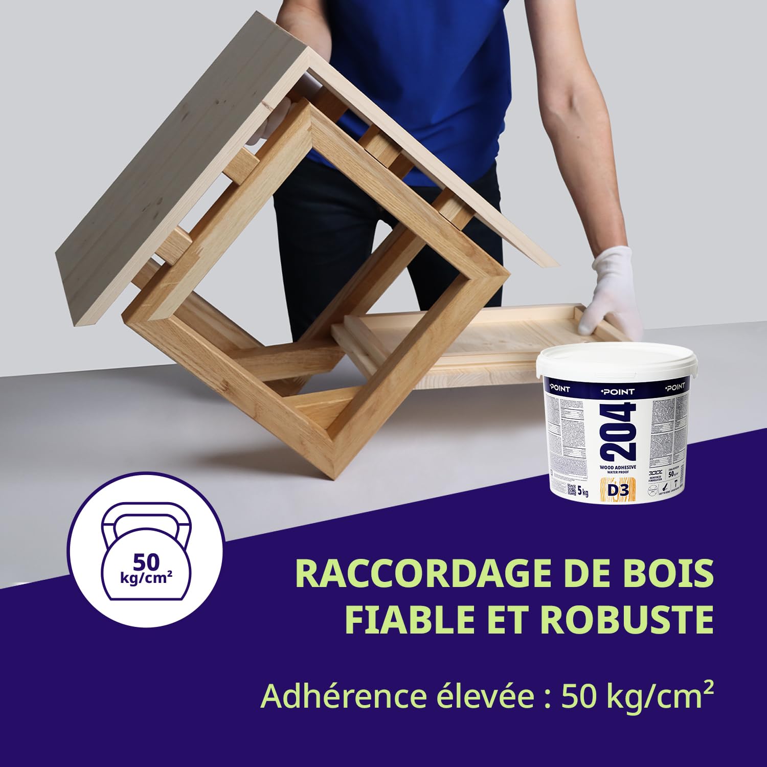 POINT Colle à Bois – Colle Extra Forte D3-PVA 5 kg – Résistante à l’Humidité pour les Meubles, le Bois Dur, le Contreplaqué – Transparente à prise complète en 24 heures