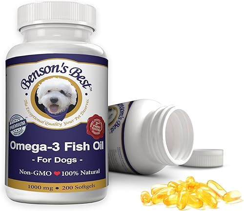 Benson's Best Aceite de pescado Omega 3 para perros  Proporciona un 43% más de ácidos grasos Omega 3 que el aceite de salmón  200 cápsulas blandas
