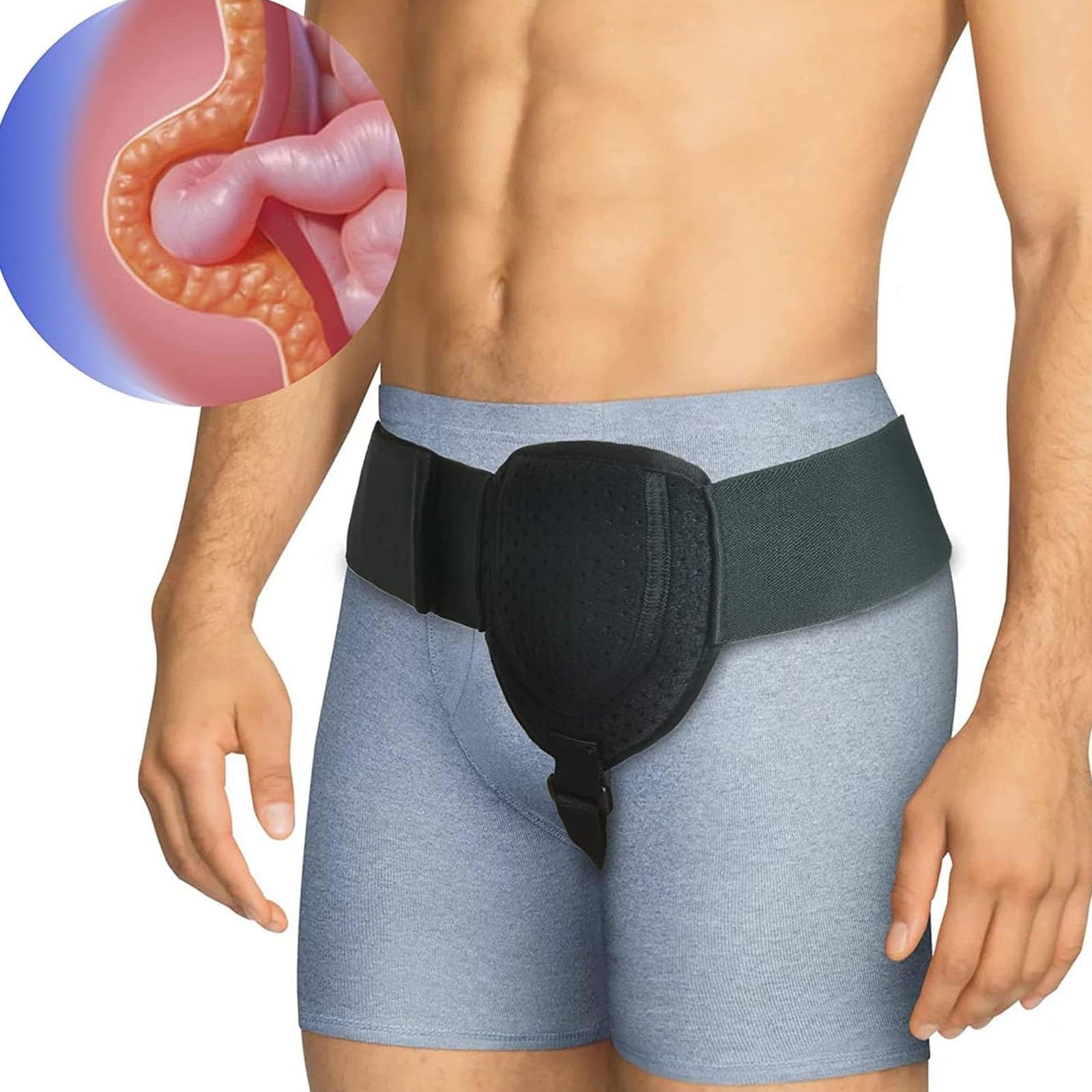 Ceinture hernie hommes et femmes avec coussinet de compression gauche ou droit réglable