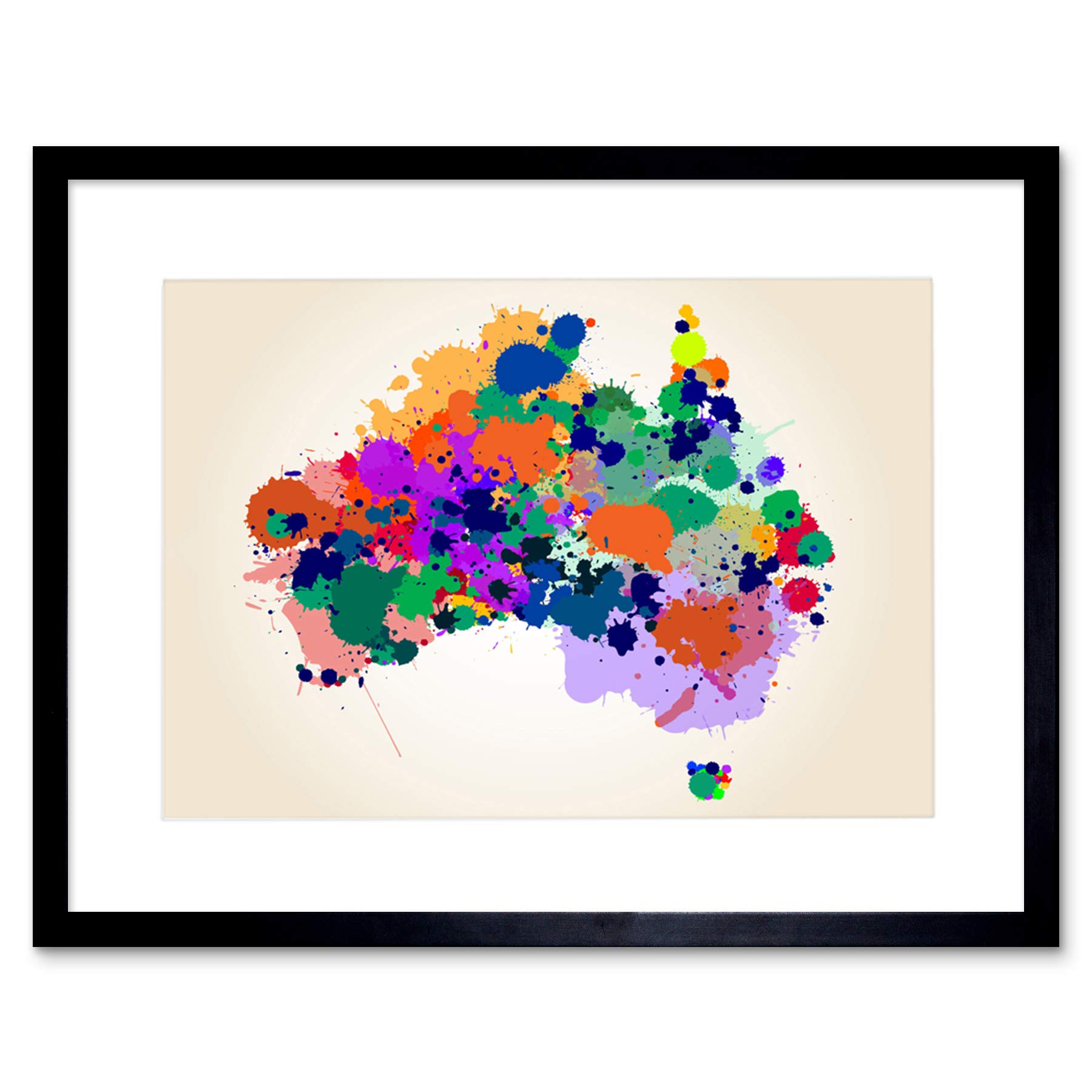 Artery8 Australia Map Framed Art Print 12x16" Multicolor