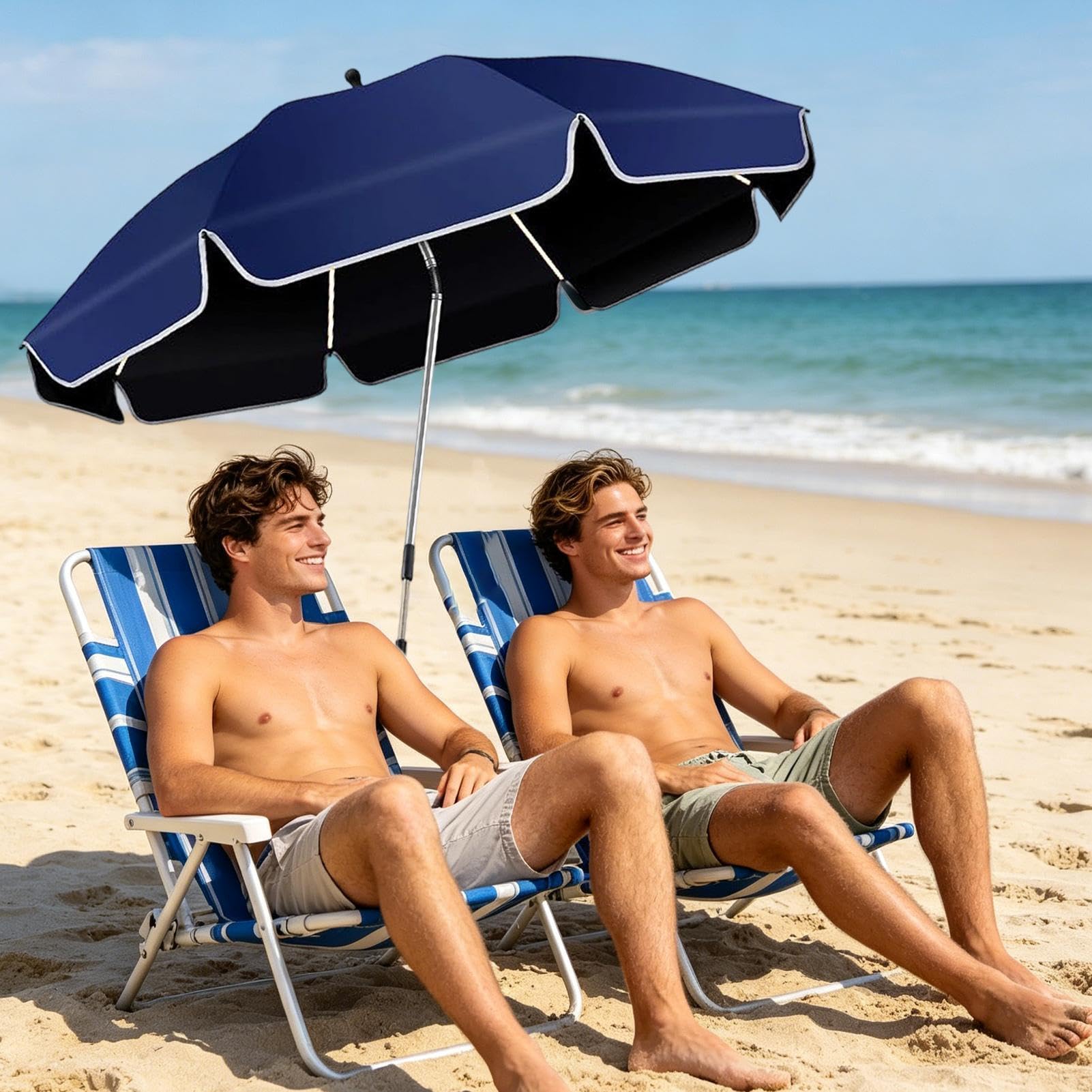 Generico Parasol na krzesła z zaciskiem, regulowany dach 360° z klipsem i ochroną przed promieniowaniem UV, składany parasol na krzesło - na wakacje na plaży patio ogród na zewnątrz kemping balkon