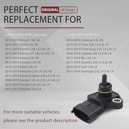 Miniatura 3 de OTUAYAUTO Sensor de presión absoluta del colector de mapa 39300-2B000 - Reemplazo para Hyundai Accent Tucson Sonata Elantra Equus Santa Fe, Kia