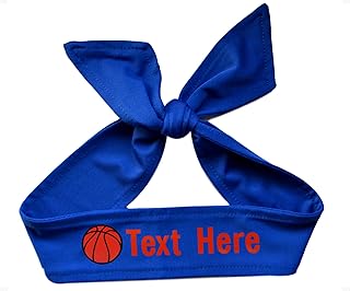 Funny Girl Designs Basketball Player Tie Back Headband with Vinyl Text and Ball Customizable with Your Choice of Colors & Text - Team Gift (Royal Blue TIE Back)
