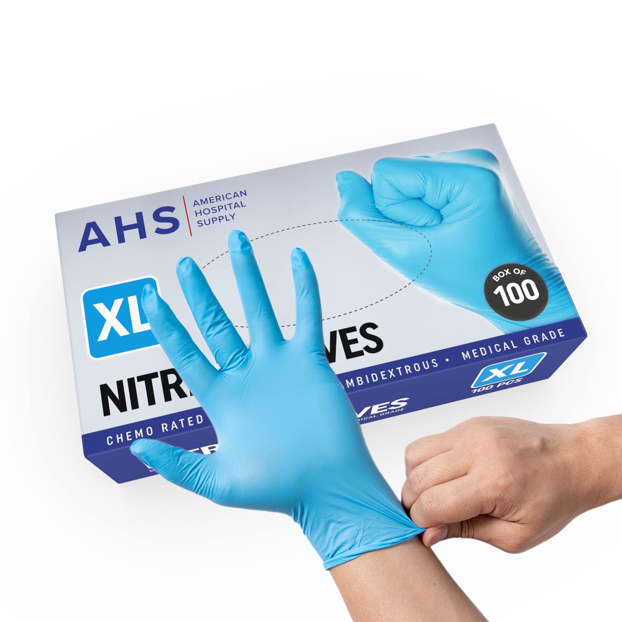 AMERICAN HOSPITAL SUPPLY Nitrile Gloves, Chemo-Rated Gloves Pack, Powder-Free, Medical-Grade, Examination Gloves