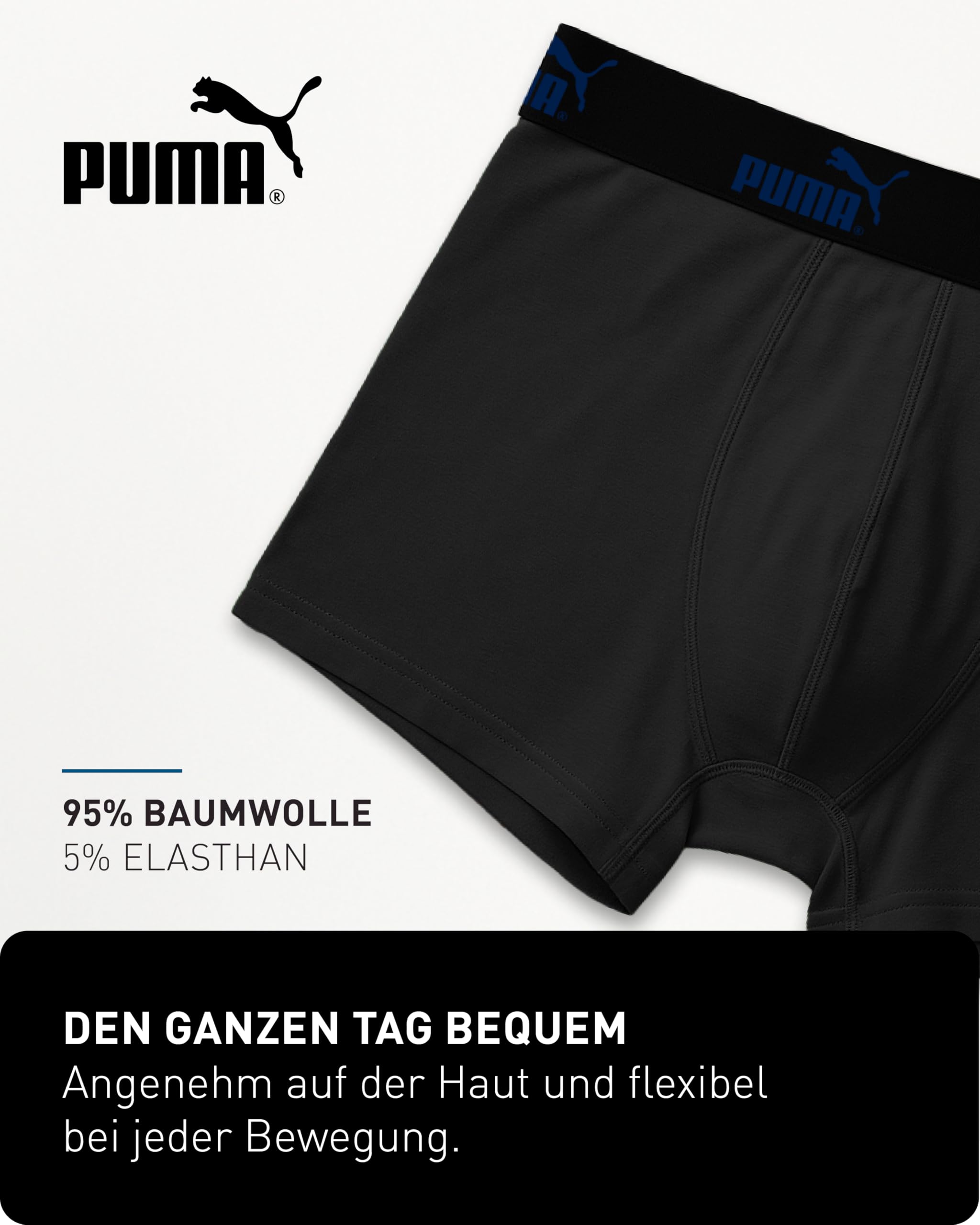 PUMA Boxershorts für Herren, Basic-Modell, limitierte Auflage, Schwarz, 6er Pack