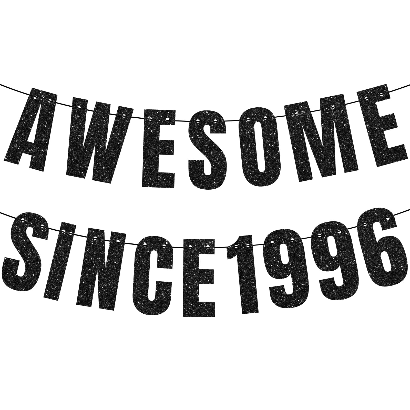 30th Birthday Banner, Awesome Since 1996 Black Glitter Banner, 30th Birthday Decorations, 30 Party and Anniversary Decorations for Women and Men, Party Supplies and Gifts