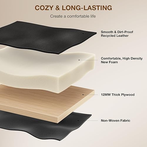 Miniatura 3 de Juego de 2 taburetes de bar de 29 pulgadas de cuero, taburetes de bar de altura de mostrador con respaldo alto, sillas de bar para isla de cocina