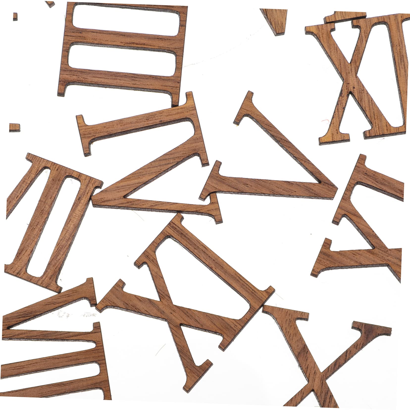 VILLCASE 36 STK Ersatz Uhrnummern Wanduhrzahlen Ziffern für Ziffernblatt Holz Light Brown
