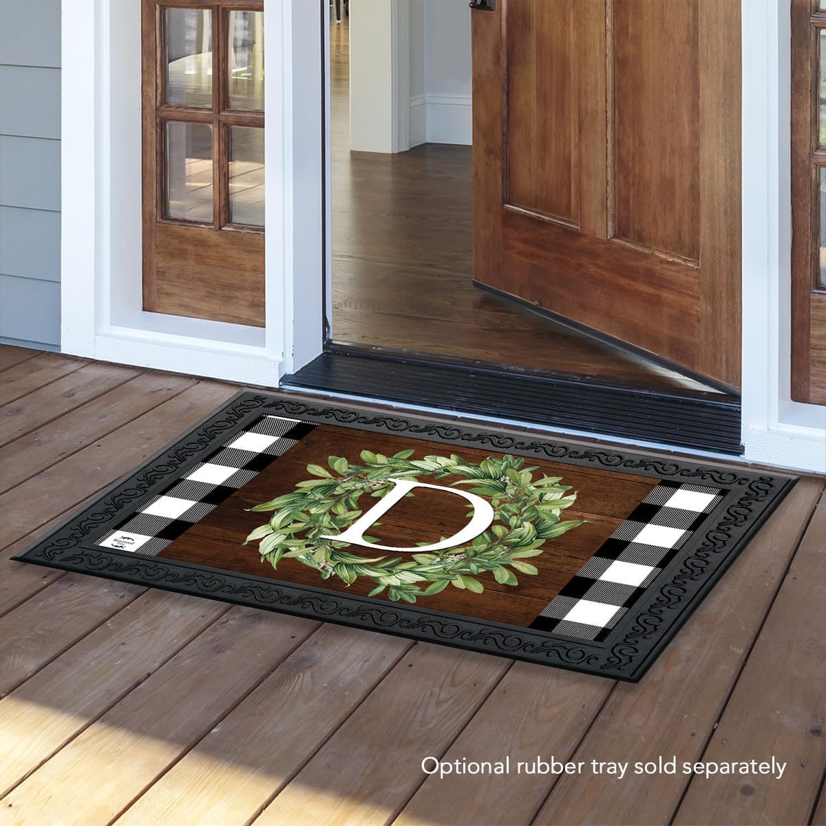 Briarwood Lane Wreath Monogram Letter D Doormat