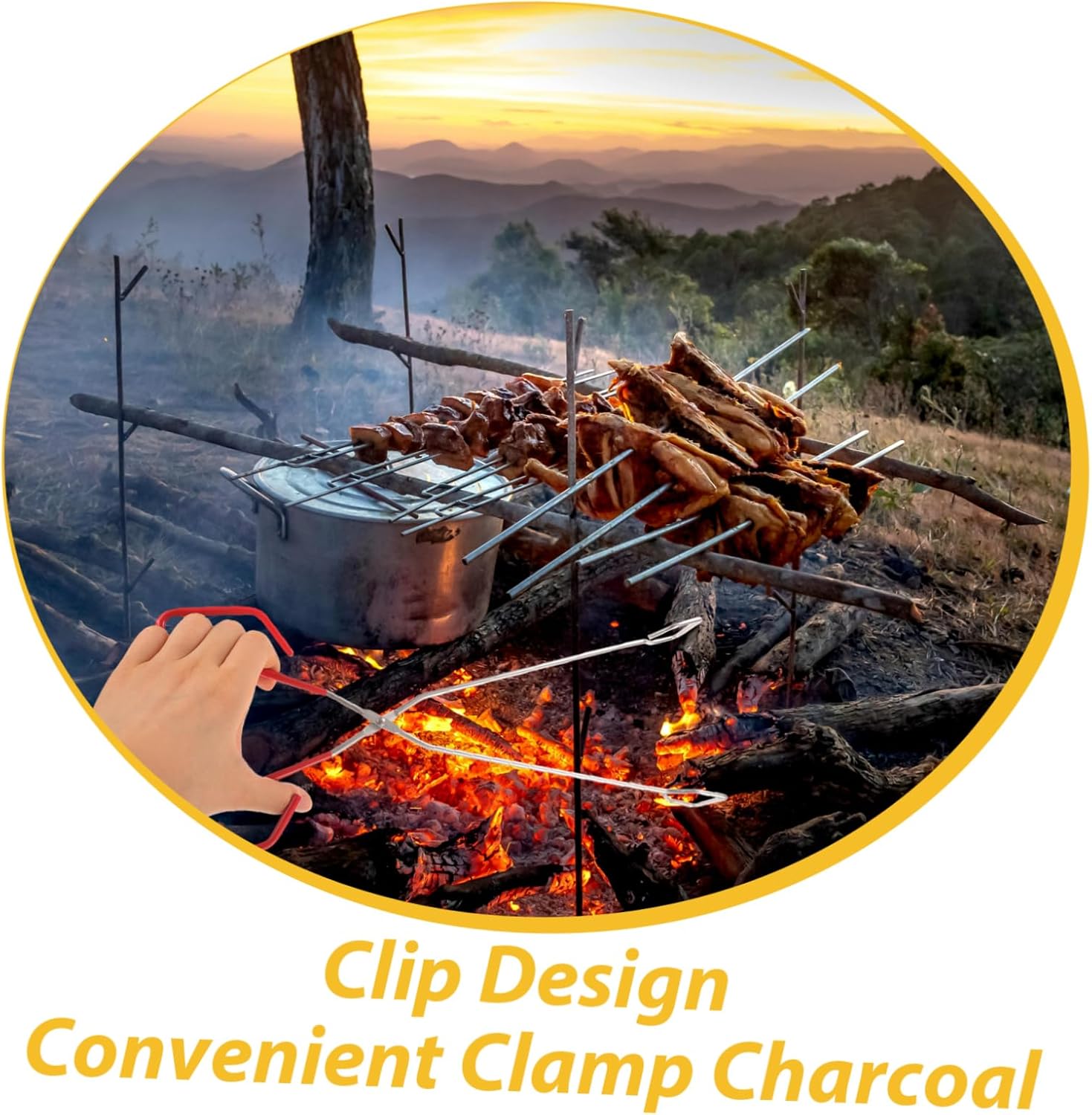 POPETPOP 5pcs Outdoor Charcoal Tongs Lengthened Log Grabber Heavy-duty Fireplace Tool for Bbq Camping and Fire Pit Use Multi-purpose Firewood Clipper