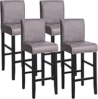 Vista 37 de FORCHEER - Juego de 2 fundas para taburete de bar con respaldos, aspecto de cuero, para taburetes de bar de respaldo corto, extraíbles y lavables