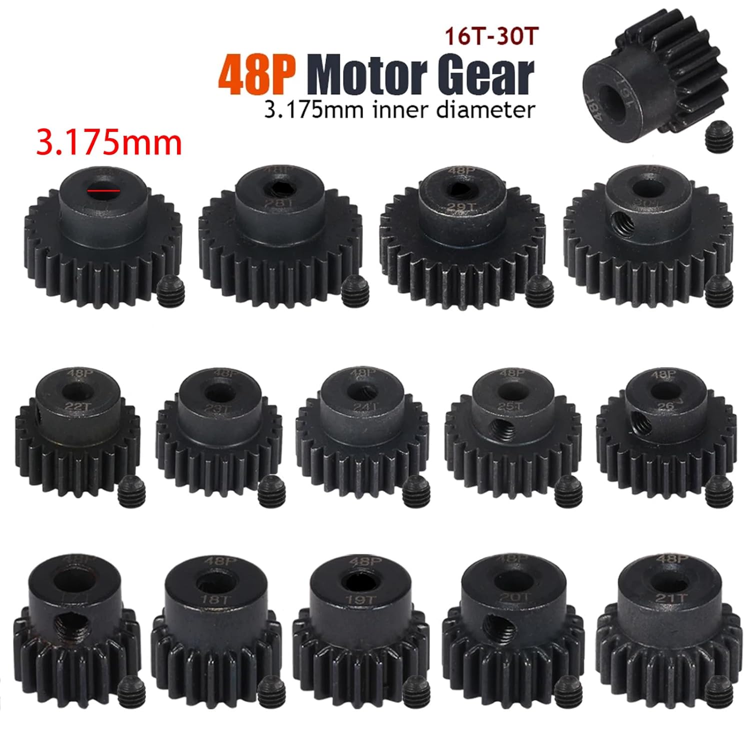 48P 76T Spur Gear Hardened Steel Transmission Gears with 27T 28T 29T 30T Pinions Gear 1/8 inch 3.175mm Hole Upgrade Parts for Traxxas RC 1/10 2WD Slash Stampede Rustler 2WD Bandit VXL XL-5 F-150 SVT