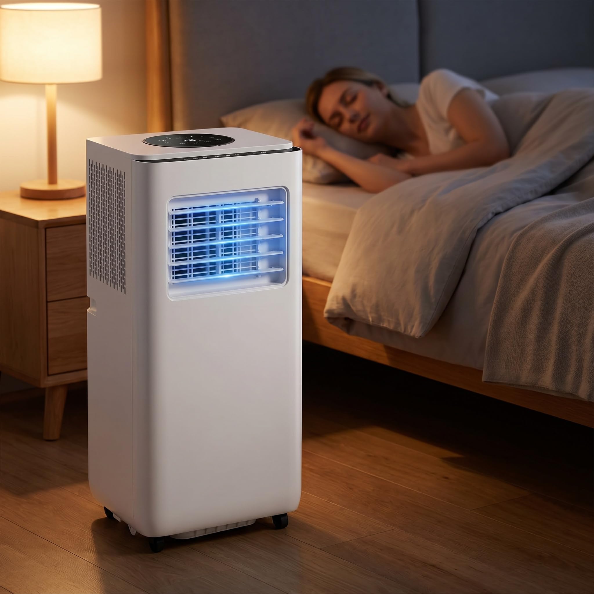 Przenośny klimatyzator 12000 BTU, pilot zdalnego sterowania, timer 24H, chłodzi 300 m2, oscylacja 120°, 2 prędkości, w zestawie zestaw instalacyjny