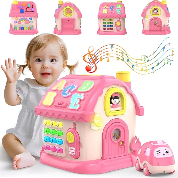 Fidecexv Montessori Toys for 1 Year Old Girl Gifts, 12-in-1 Musical House Toddler Learning Toys for 1-2, 1st First Birthday Gifts for Girls and Boys Baby 6-12 12-18 6-24 Months