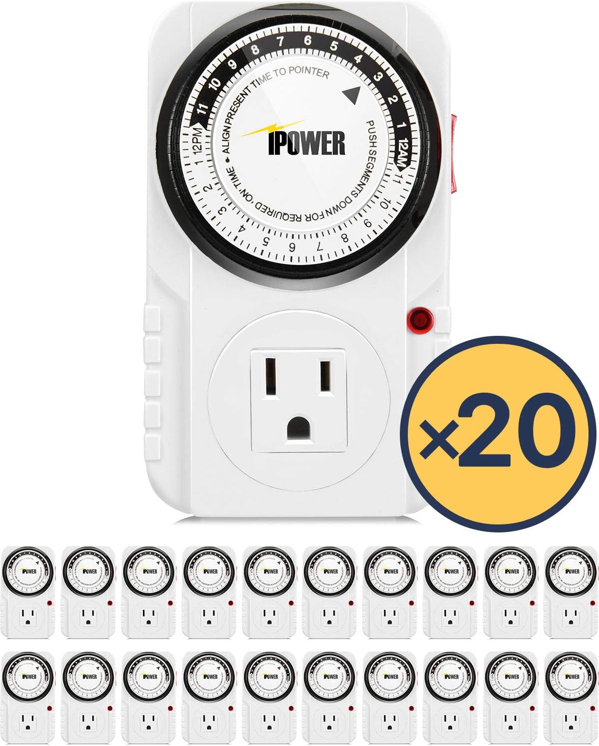iPower 24 Hour Plugin Mechanical Electric Outlet Timers Switch