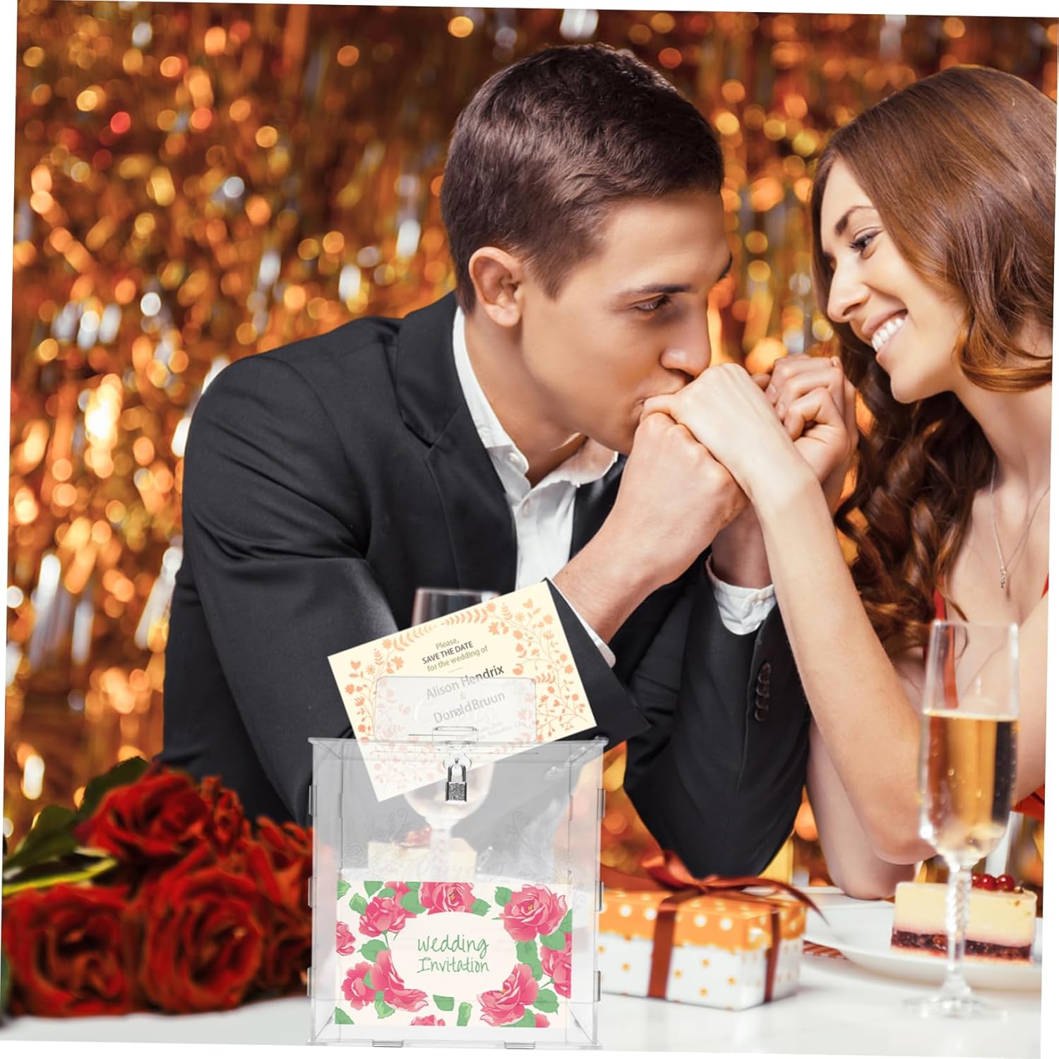 Ciieeo Modern Wedding Card Box with Lock Elegant Party Cards Storage for Weddings Birthdays and Celebrations Spacious Design Money and Photos