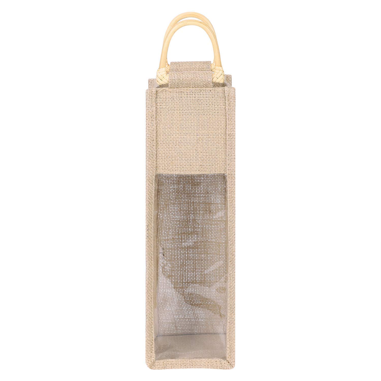 BOSUGEBurlap Wine Bottle Bag, Reusable Wine Carrier Bag, Jute Wine Tote with Handle, Gift Packaging Wine Gift Bag, Candy Bag for Christmas Holiday Decorations Champagne Wedding Birthday Party-Single