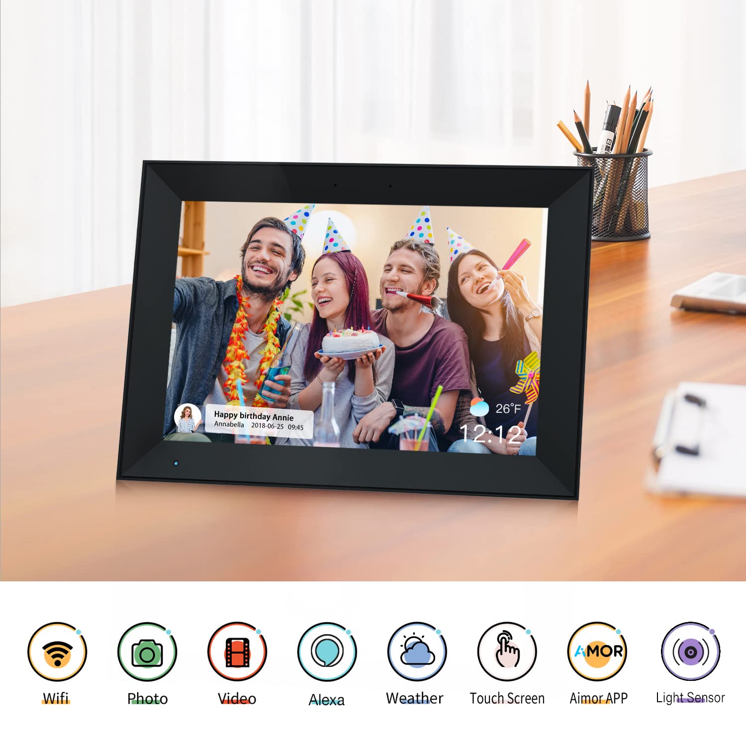 Cadre Photo Numérique 10,1" écran Tactile IPS - Mémoire 32 Go, Lumière LED Ajustable, Partage Via App - 6