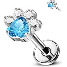 CM Crareesi Mania Titanium Flat Back Earring Studs 16G Internally Threaded Helix Cartilage Earrings Dog Paw Tragus Conch Forward Helix Piercing Jewelry for Women