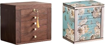 Black Walnut Wooden Jewelry Box and High End Glass Jewelry Box Christmas Gifts For Women