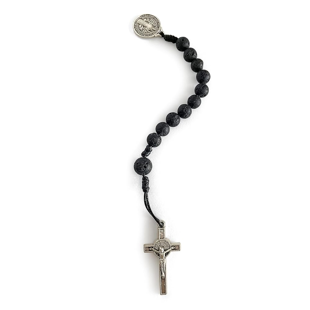 ◆NASTY FANCY CLUB◆ ROSARY NOIRER TEE (BLACK) F25QB111 Catholic Prayer Pocket Rosary Saint Benedict Medal Black