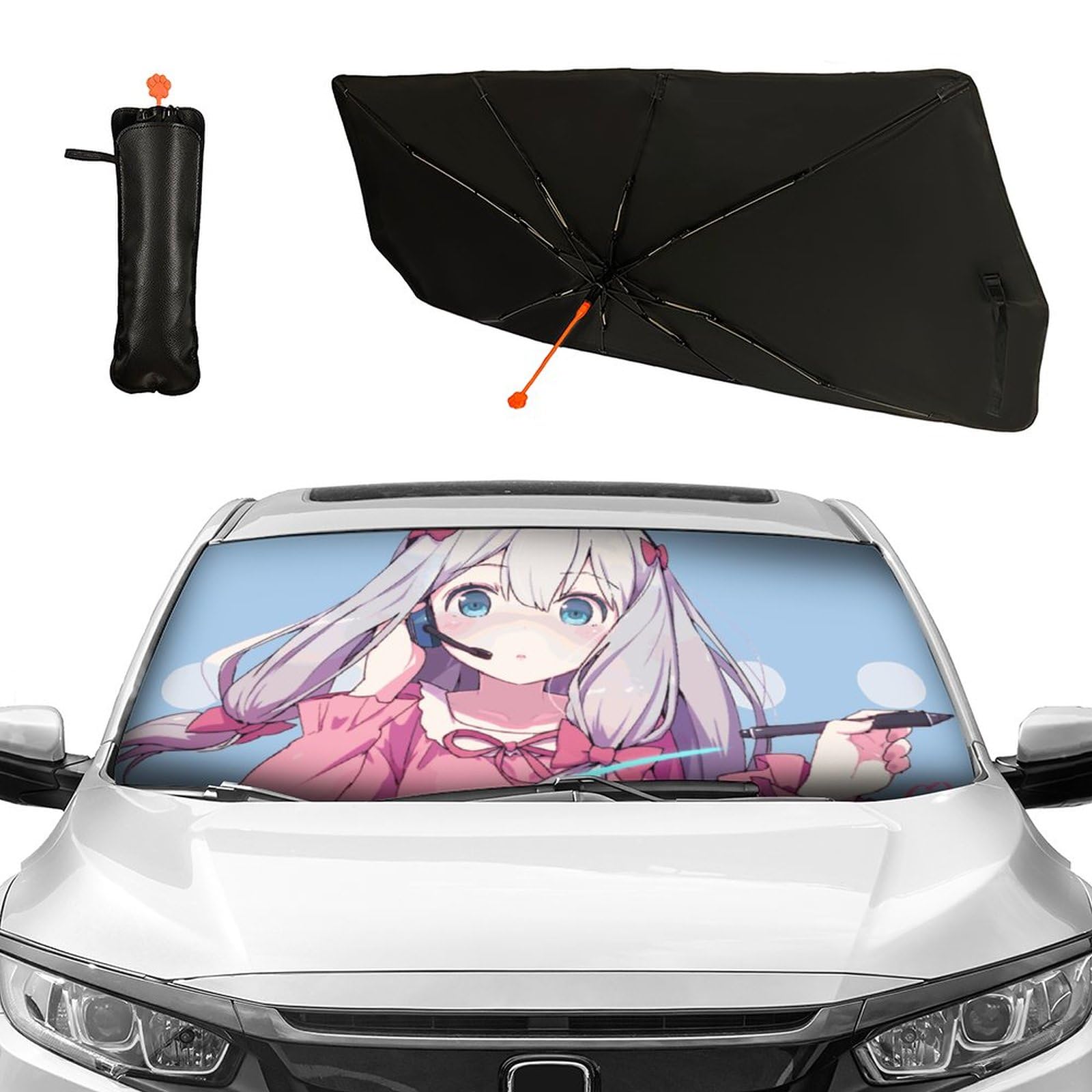 Amazon | サンシェード 車用パラソル 和泉紗霧 エロマンガ先生 車用サンシェード 折り畳み式 傘型 フロントガラス用 遮熱 遮光 日焼け対策  暑さ対策 紫外線遮蔽 収納便利 車中泊 プライバシー保護 8本骨逆折り式 収納バッグ付き 暑さ対策 147*75cm | サンシェード | 車 ...