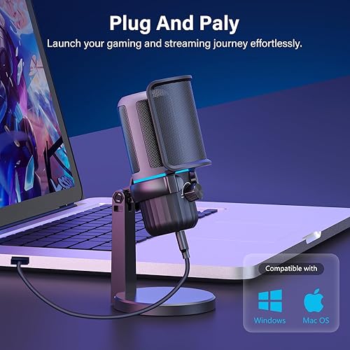 Miniatura 2 de Micrófono de condensador USB para juegos, micrófono de PC para transmisión, podcasts, grabación, micrófono de computadora de escritorio con botón de