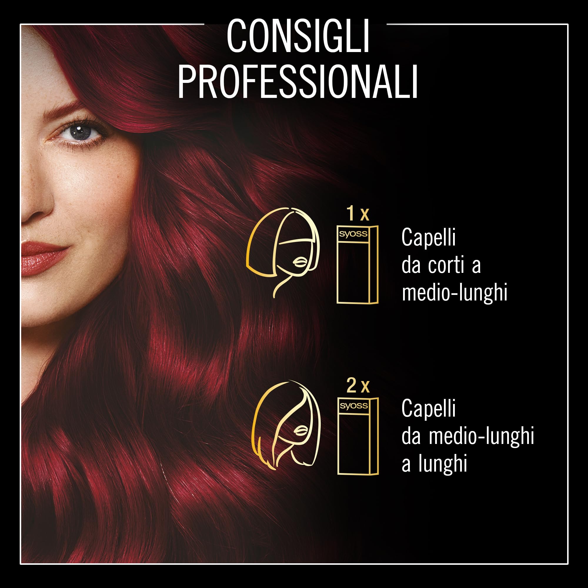 Syoss by Palette Oleo Intense, colorazione permanente, copertura professionale capelli bianchi, 5-92 Rosso Intenso, confezione da 6