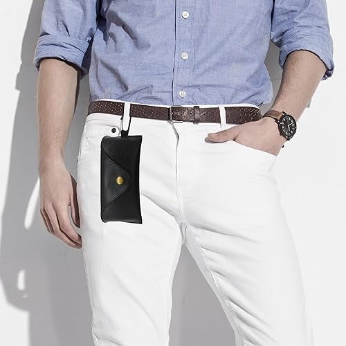 Miniatura 6 de Rayjee Funda portátil de piel sintética para lentes con clip de mosquetón, soporte para lentes de sol de carcasa suave con forro de gamuza, funda