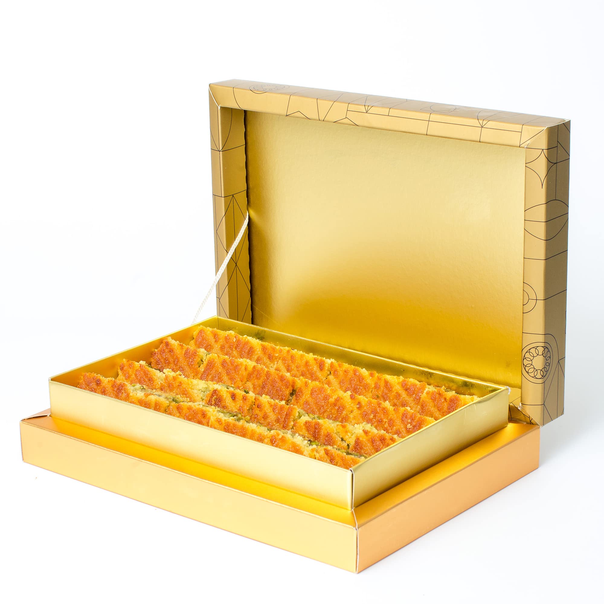 Sweetland London Maamoul Mad Pistachio - 1000g | Handmade Traditional Maamoul | Gift Box | Ramadan, Mother's Day, Easter, & Eid | Generational Family Recipe | UK Made in Our Bakery | Gold Gift Box