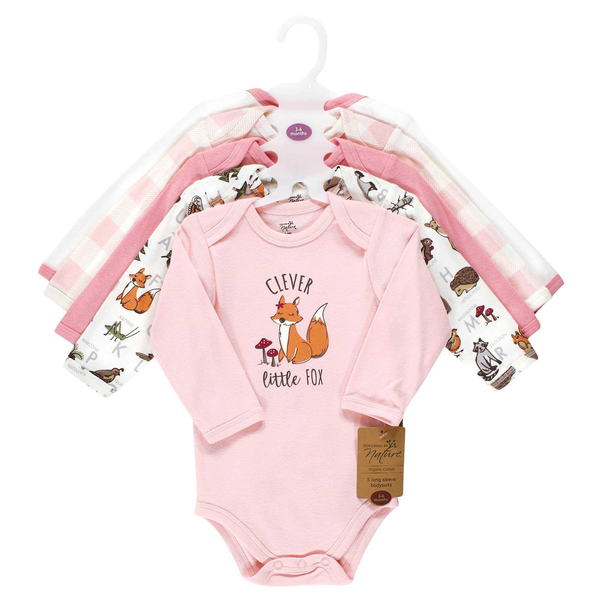 Touched by Nature Unisex Baby Bio-Baumwolle Langarm Bodys Junge Woodland Alphabet 0-3 Monate