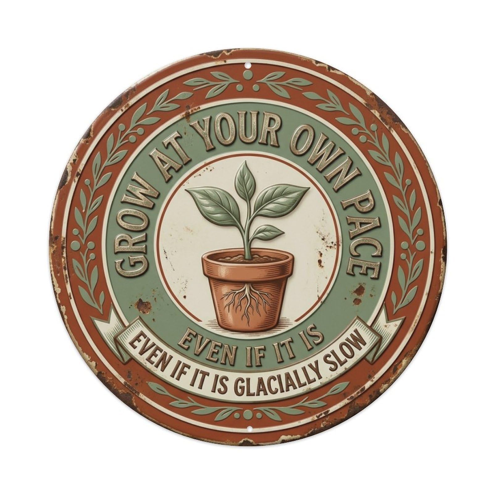 Growing Plant Patience Livingroom Vintage Metal Tin Sign Plaque Wall Decor for Cafe, Club Bar, Office, Garden Metal Poster 8x8Inch