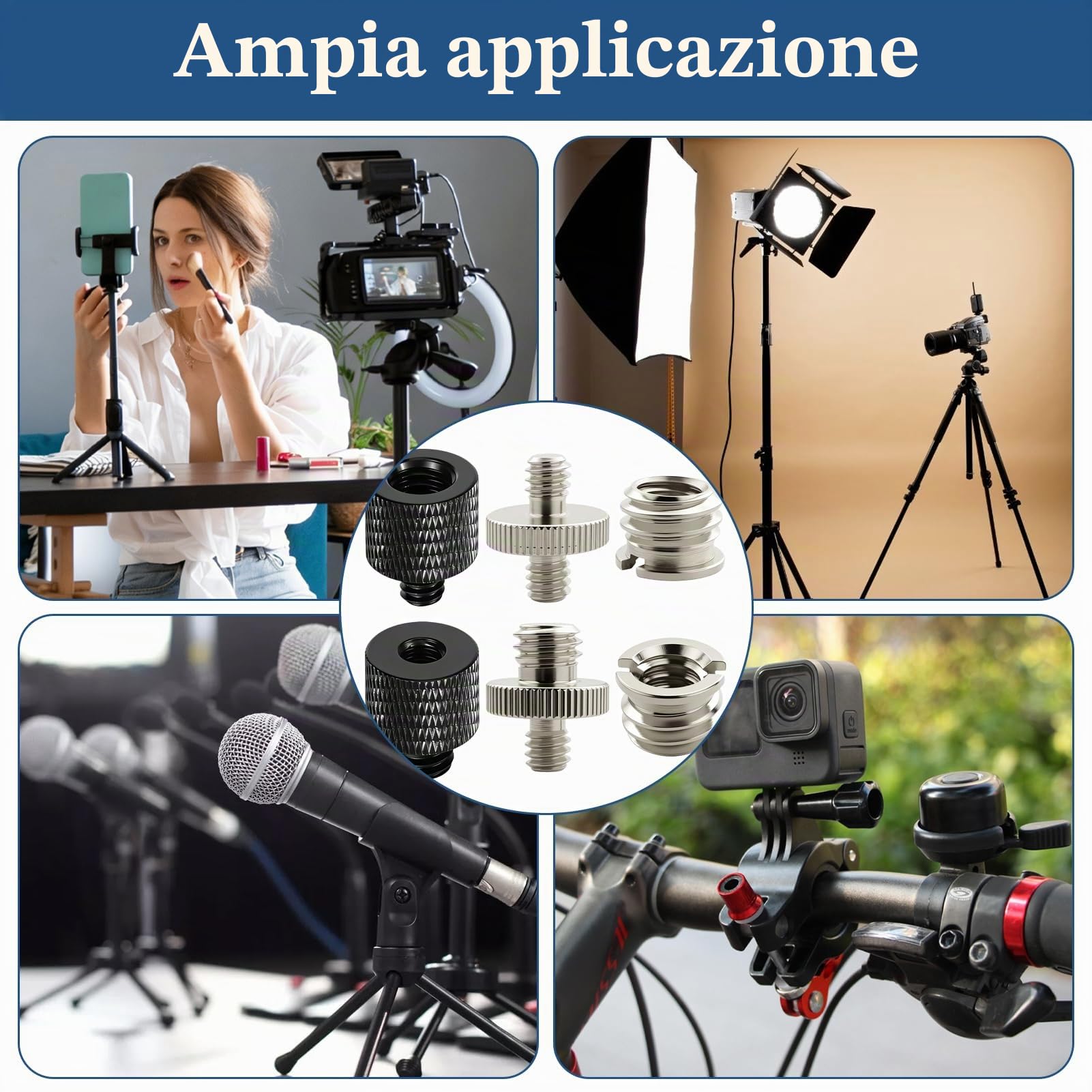 6 Pezzi Adattatori Filettati Per Treppiede Da 1/4" E 3/8" – Viti In Alluminio Per Fotocamere, Microfoni E Accessori