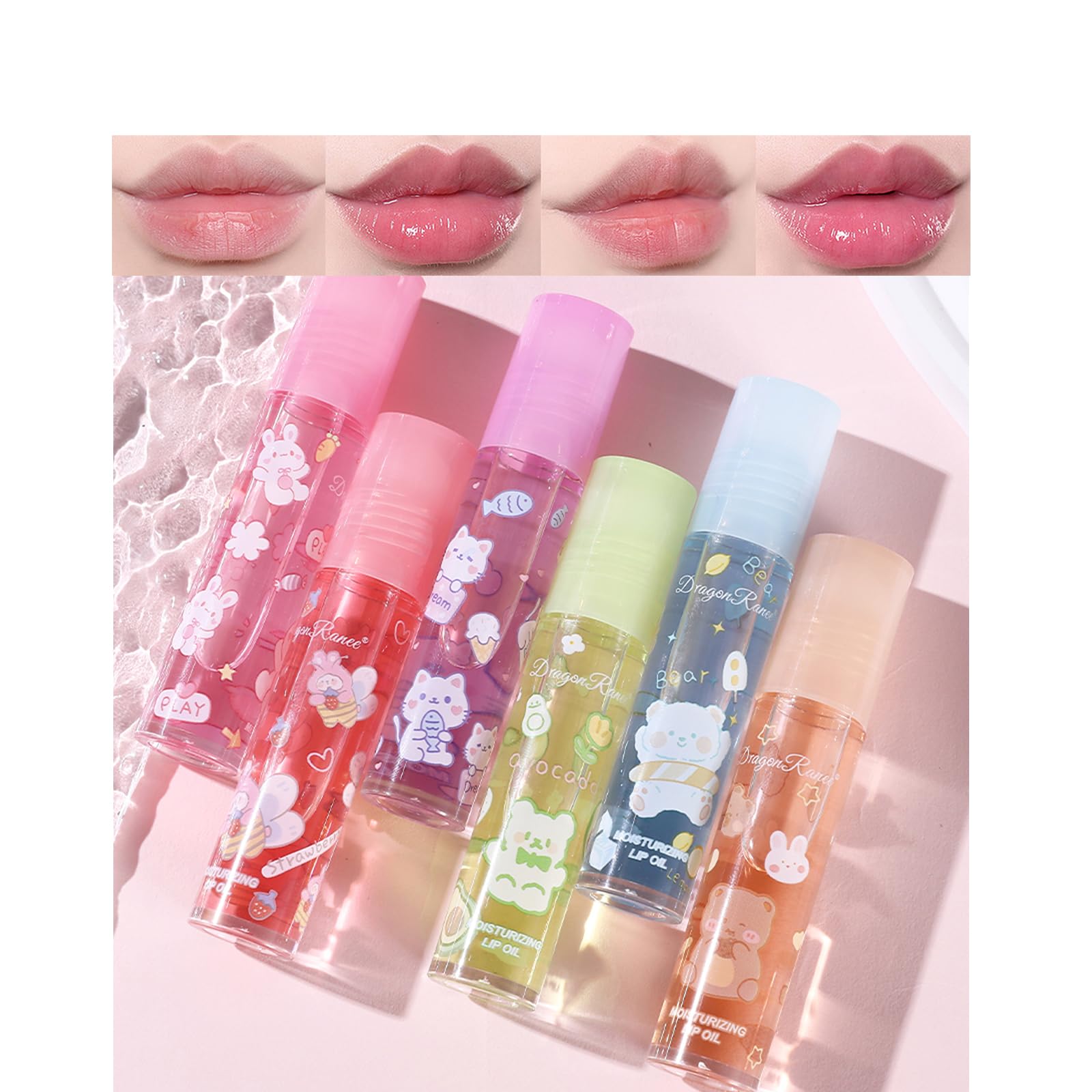 DENESTUP6pcs Roll On Lip Gloss Set, Fruit Flavored Lip Gloss Set Glossy Lip Make-up for Kids and Teens, Non Toxic, Kid Friendly, Party Gift, Best Friends