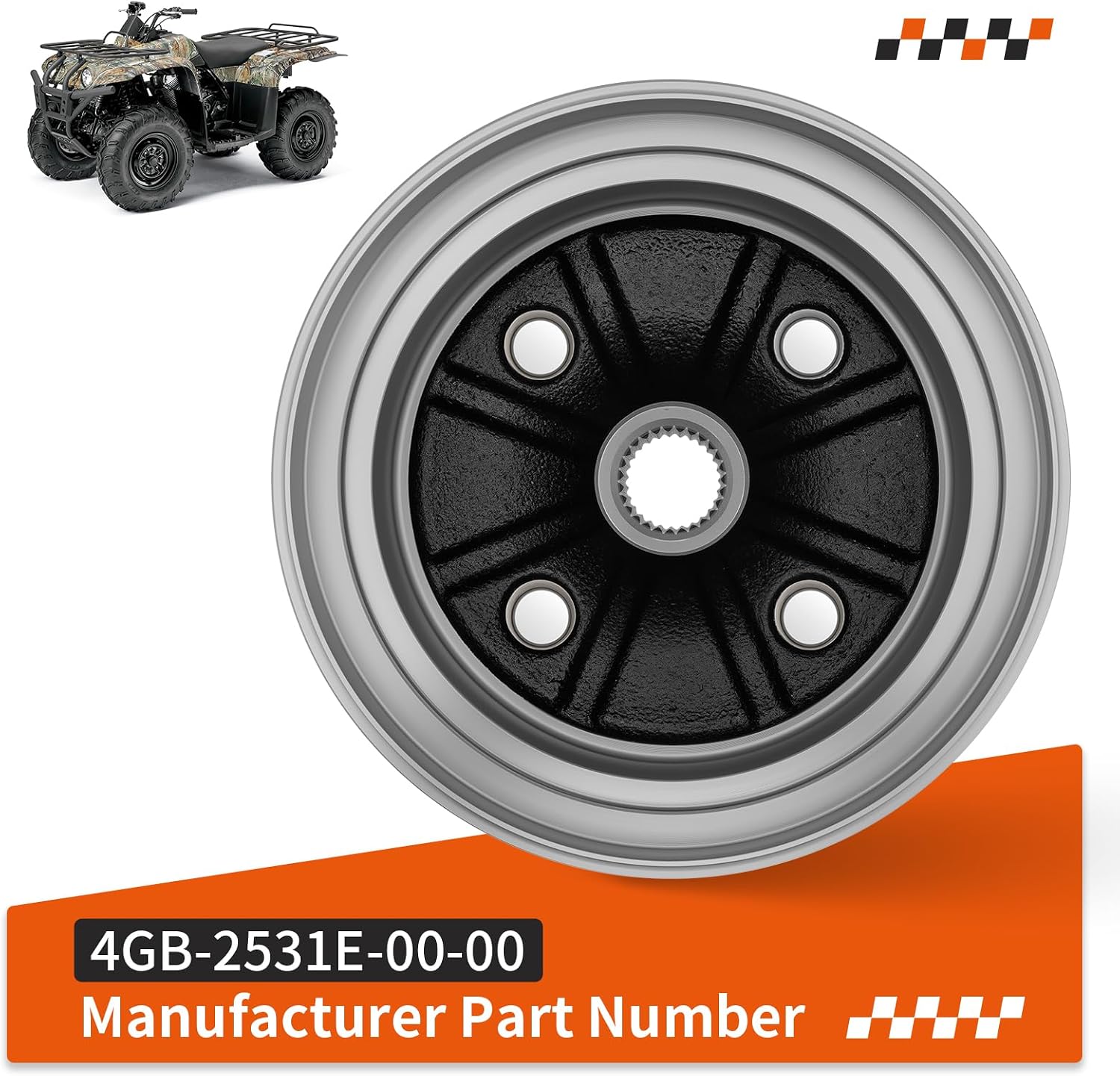 Rear Brake Drum for Yamaha Big Bear Grizzly Kodiak 350 400 600 1993-1999 4GB-2531E-00-00